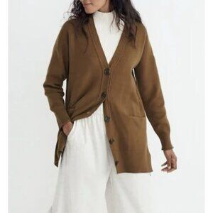 Madewell Women Miller Cardigan Sweater Button Green Medium Boyfriend Pockets